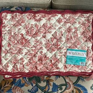 8 Waverly Reversible Table Placemats Country Life Red/Cream Toile & Check NWT